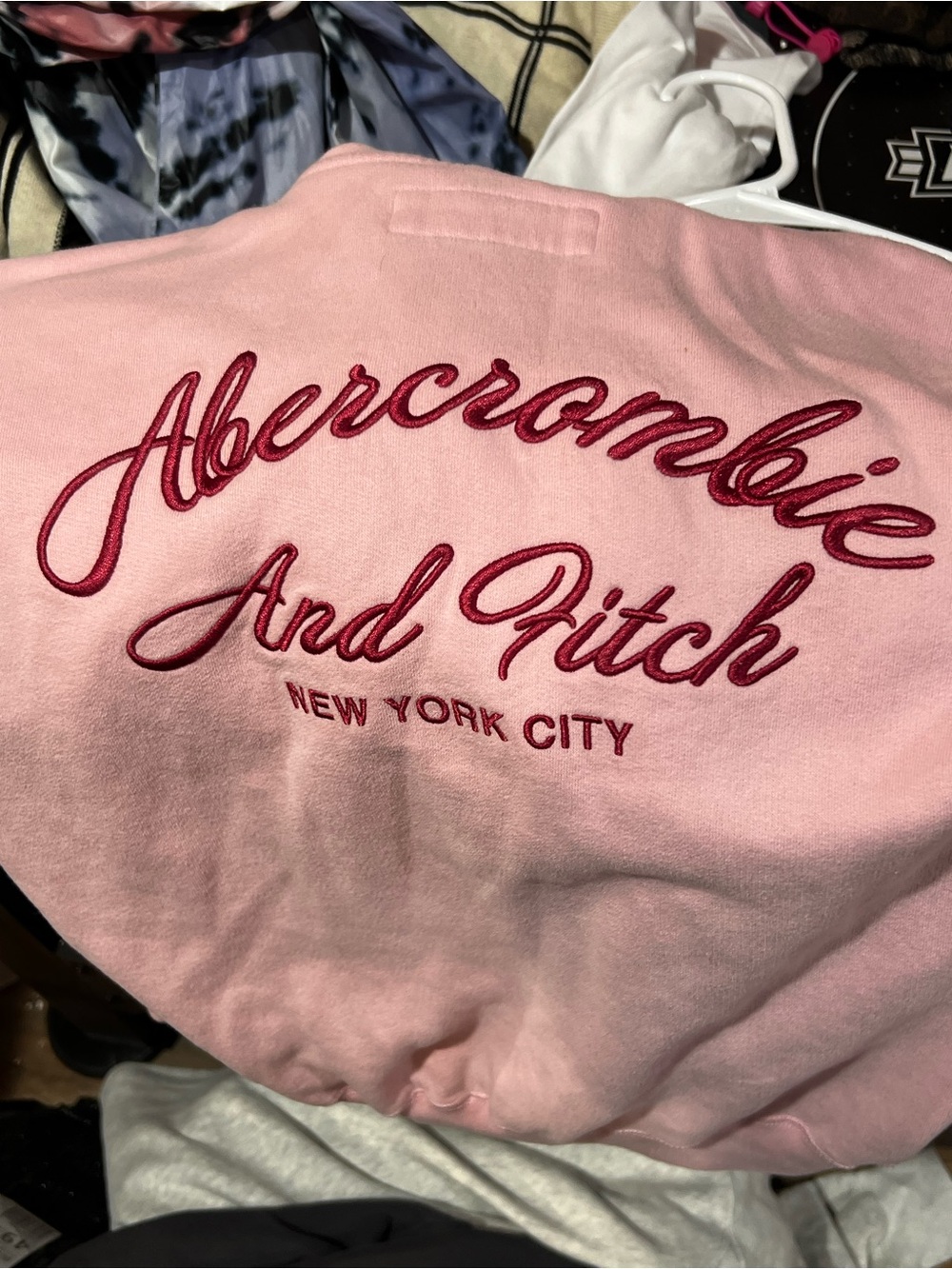 Abercrombie & Fitch Pink Sweatshirt with Red Script